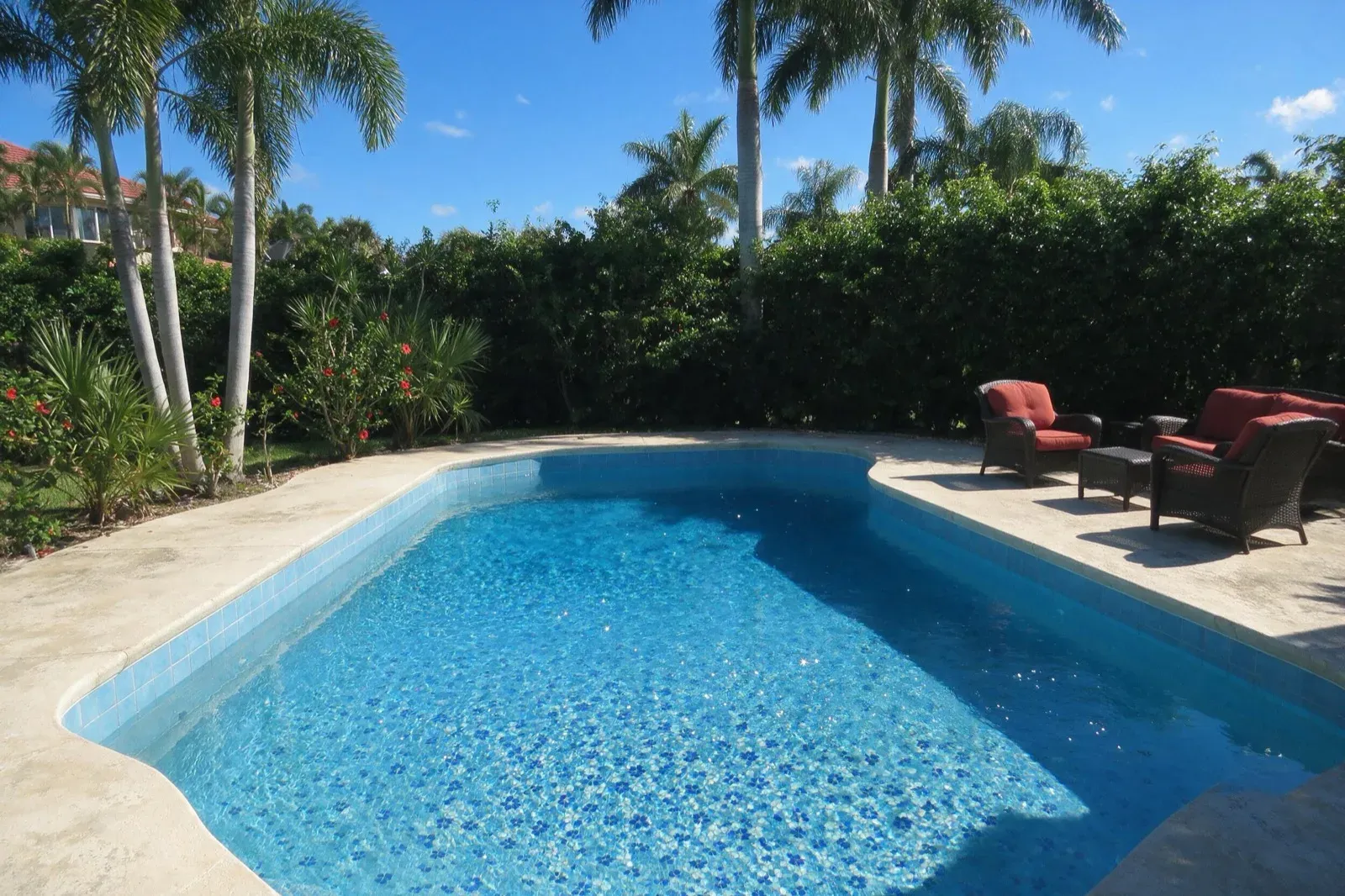 Clear open-air Fort Myers pool water after a cleaning visit