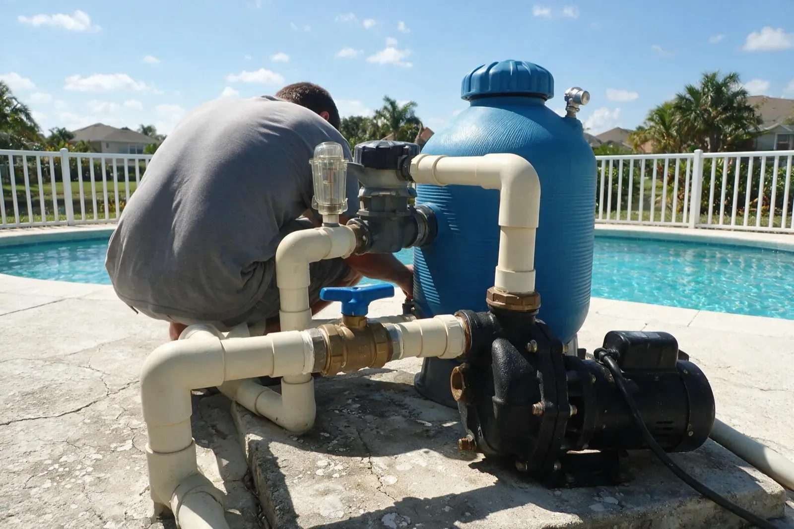 Technician verifying system performance after install
