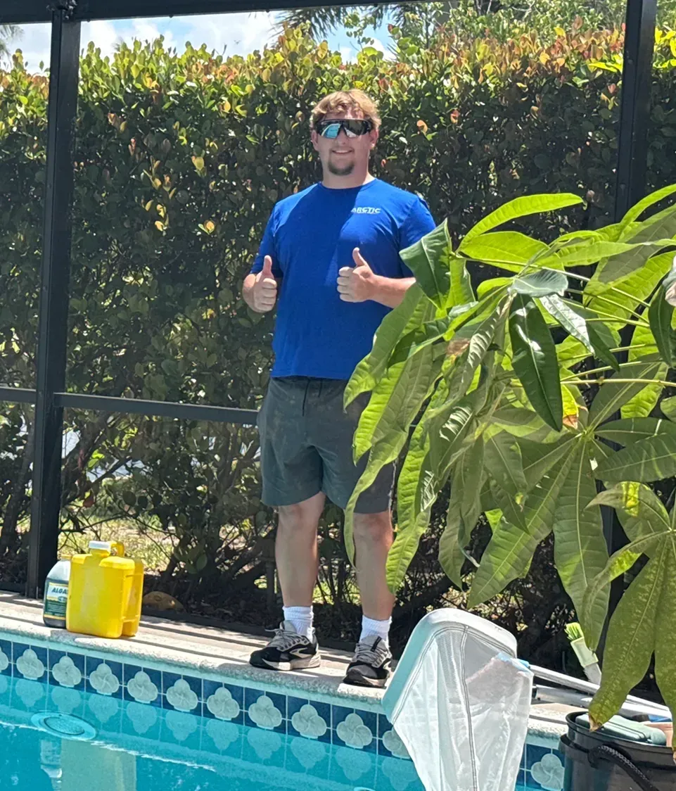 William Klingeman, Arctic Pools & Spas owner, poolside